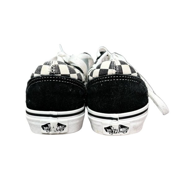 Vans Old Skool Black & White Checkerboard Canvas & Suede Sneakers 3.5 - Picture 4 of 7